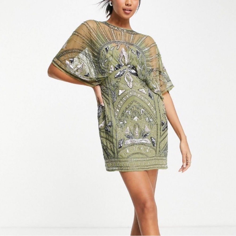 ASOS Olive Green beaded sequin Dress